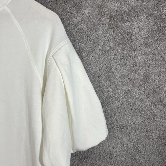 Madewell Womens Puff Sleeve Sweatshirt Ivory Medium Cropped Pullover Cotton Top - Picture 3 of 10